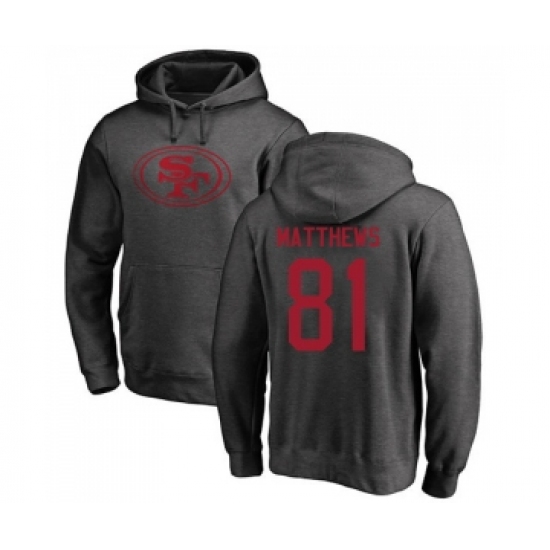 Football San Francisco 49ers #81 Jordan Matthews Ash One Color Pullover Hoodie - Ujersey Shop