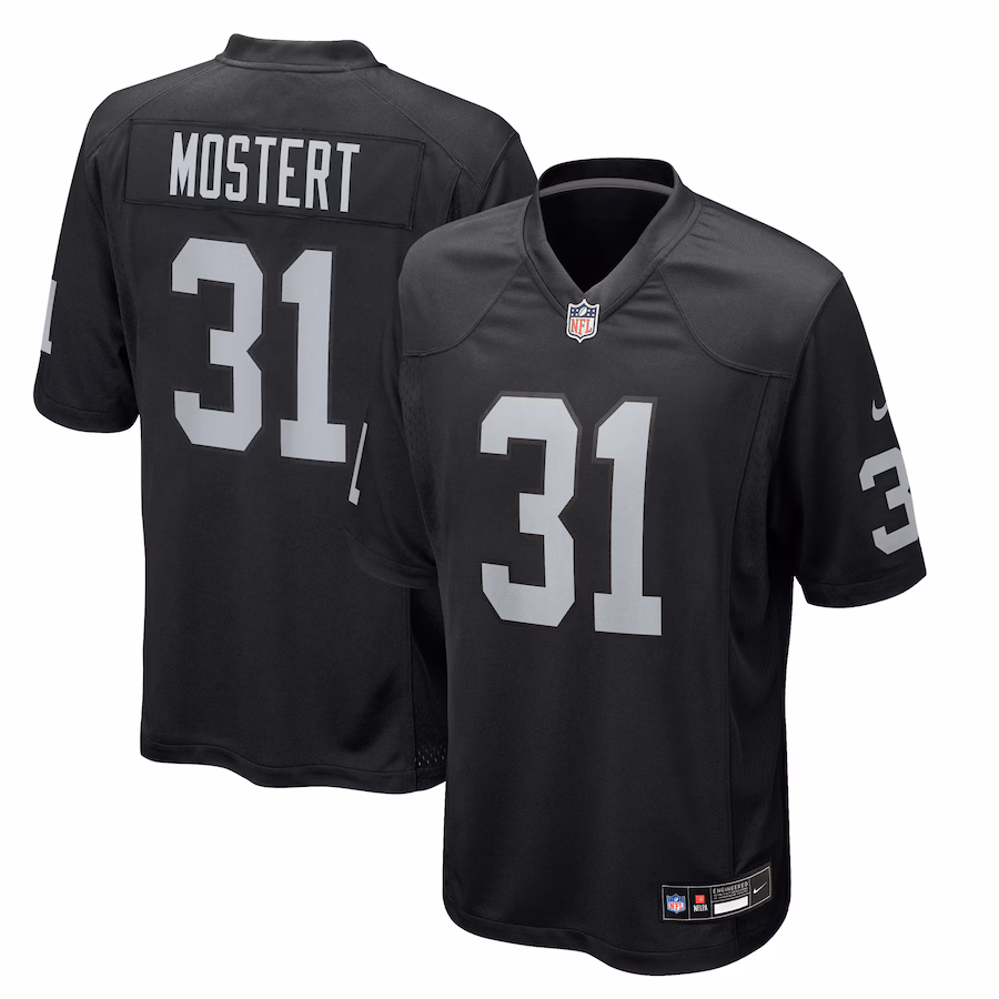 Men's Las Vegas Raiders Raheem Mostert Nike Black Team Game Jersey - Ujersey Shop