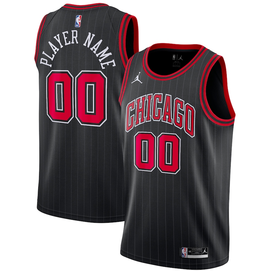 Men's Chicago Bulls Jordan Brand Black Swingman Custom Jersey - Statement Edition - Ujersey Shop