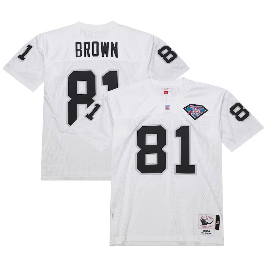Men's Las Vegas Raiders 1994 Tim Brown Mitchell & Ness White Authentic Throwback Retired Player Jersey - Ujersey Shop