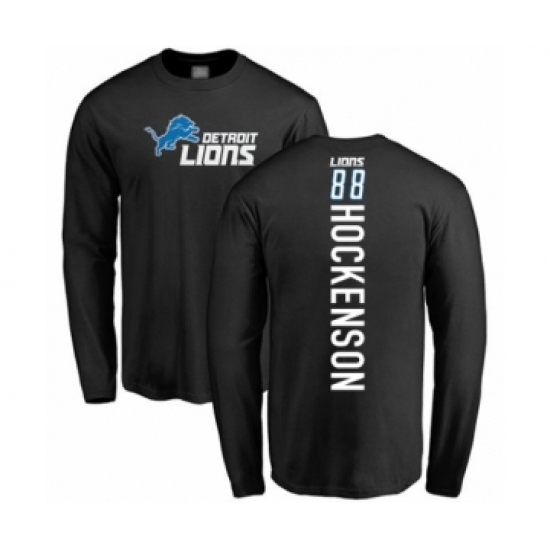 Football Detroit Lions #88 T.J. Hockenson Black Backer Long Sleeve T-Shirt - Ujersey Shop