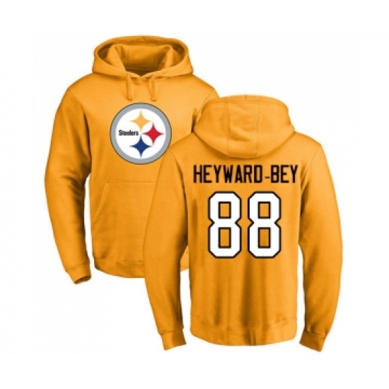 Football Pittsburgh Steelers #88 Darrius Heyward-Bey Gold Name & Number Logo Pullover Hoodie - Ujersey Shop