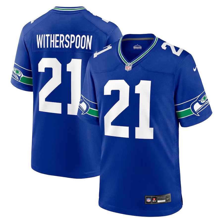 Men's Seattle Seahawks Devon Witherspoon Nike Royal Throwback Player Game Jersey - Ujersey Shop