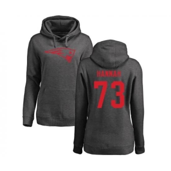 Football Women's New England Patriots #73 John Hannah Ash One Color Pullover Hoodie - Ujersey Shop