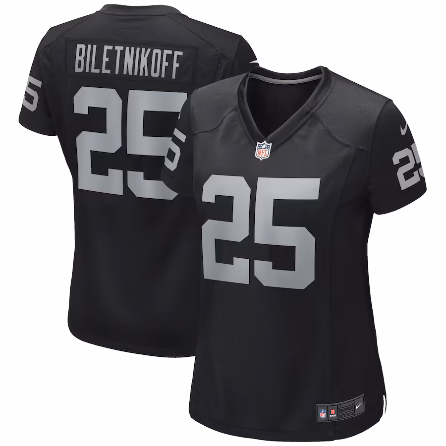 Women's Las Vegas Raiders Fred Biletnikoff Nike Black Game Retired Player Jersey - Ujersey Shop