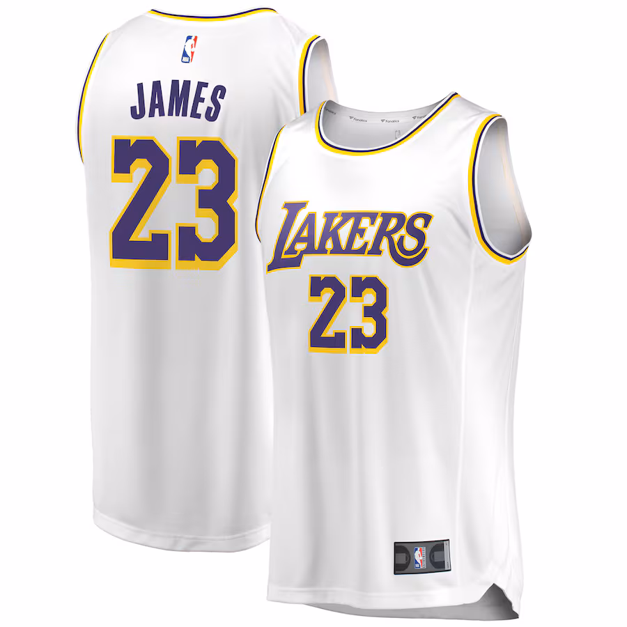 Men's Los Angeles Lakers LeBron James Fanatics White 2018/19 Fast Break Replica Jersey - Association Edition - Ujersey Shop