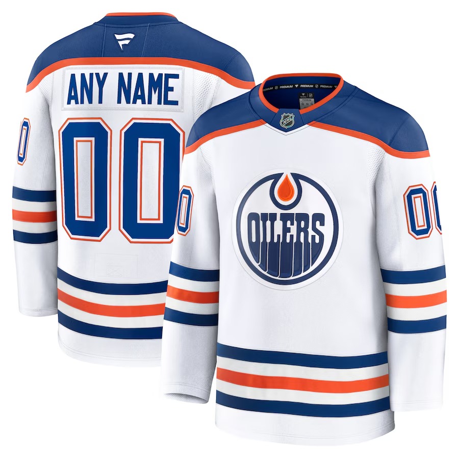 Men's Edmonton Oilers Fanatics White Away Premium Custom Jersey - Ujersey Shop
