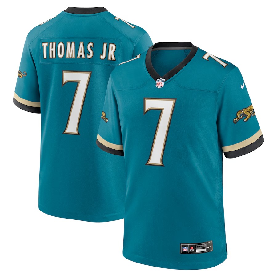 Men's Jacksonville Jaguars Brian Thomas Jr. Nike Teal Prowler Throwback Player Game Jersey - Ujersey Shop