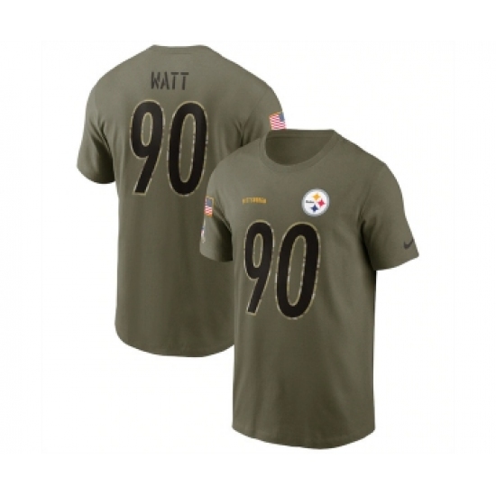 Men's Pittsburgh Steelers #90 T.J. Watt 2022 Olive Salute to Service T-Shirt - Ujersey Shop