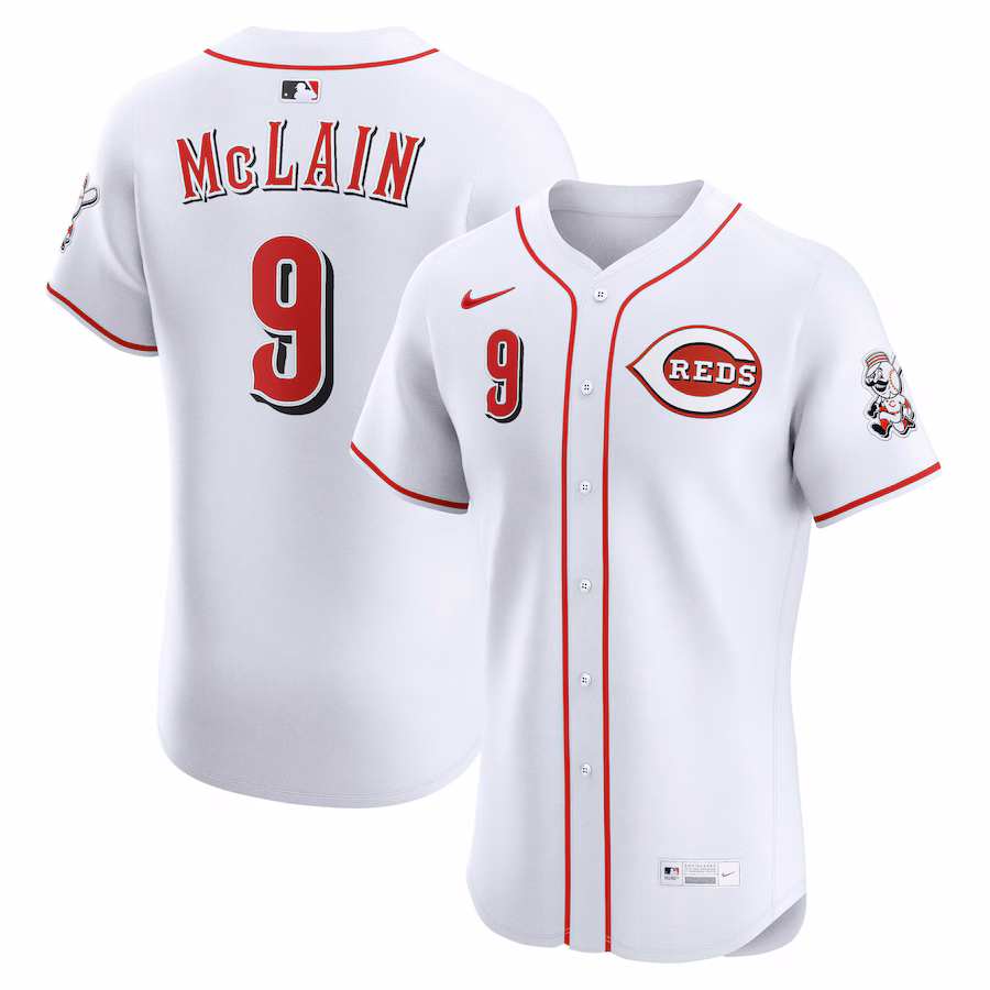 Men's Cincinnati Reds Matt McLain Nike White Home Elite Jersey - Ujersey Shop