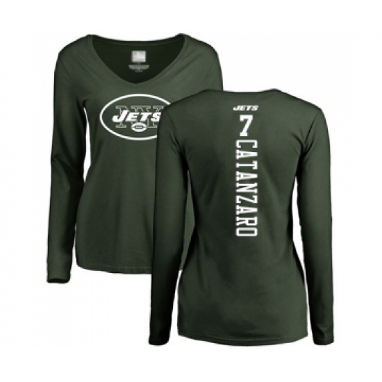 Football Women's New York Jets #7 Chandler Catanzaro Green Backer Long Sleeve T-Shirt - Ujersey Shop