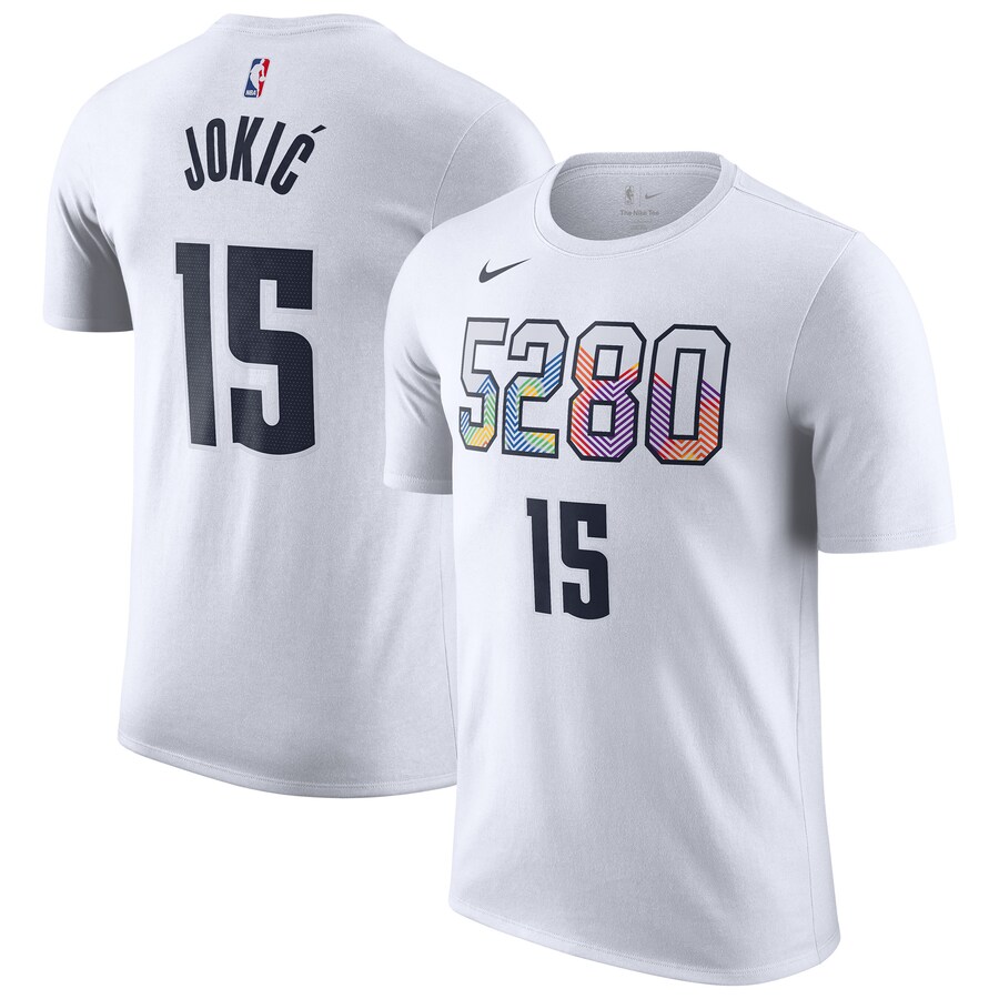 Men's Denver Nuggets Nikola Jokic Nike White 2024/25 City Edition Name & Number T-Shirt - Ujersey Shop