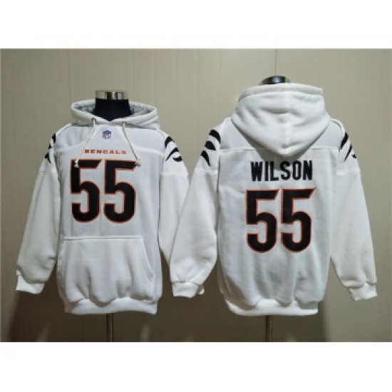 Men's Cincinnati Bengals #55 Logan Wilson White Pullover Hoodie - Ujersey Shop