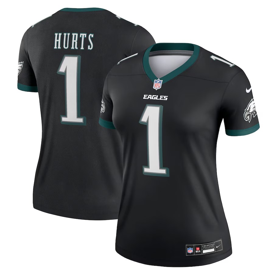Women's Philadelphia Eagles Jalen Hurts Nike Black Alternate Legend Player Performance Top - Ujersey Shop