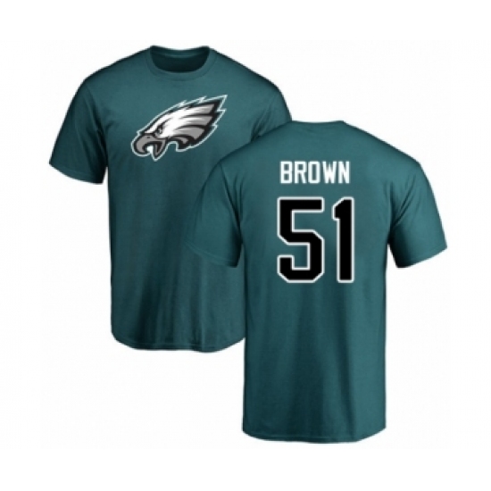 Philadelphia Eagles #51 Zach Brown Green Name & Number Logo T-Shirt - Ujersey Shop