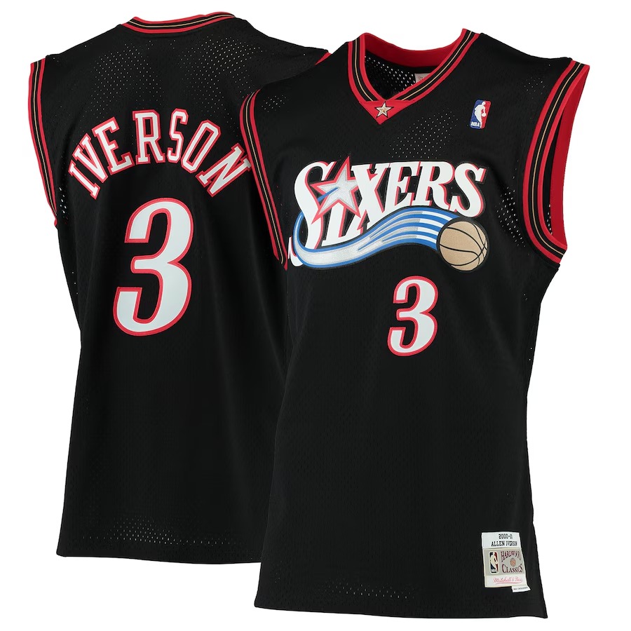Men's Philadelphia 76ers Allen Iverson Mitchell & Ness Black 2000/01 Hardwood Classics Swingman Jersey - Ujersey Shop