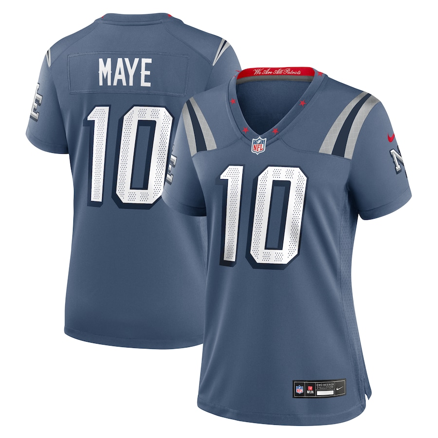 Women's New England Patriots Drake Maye Nike Storm Blue 2025 Rivalries Collection Game Jersey - Ujersey Shop