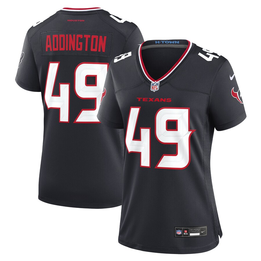 Women's Houston Texans Tucker Addington Nike Navy Team Game Jersey - Ujersey Shop
