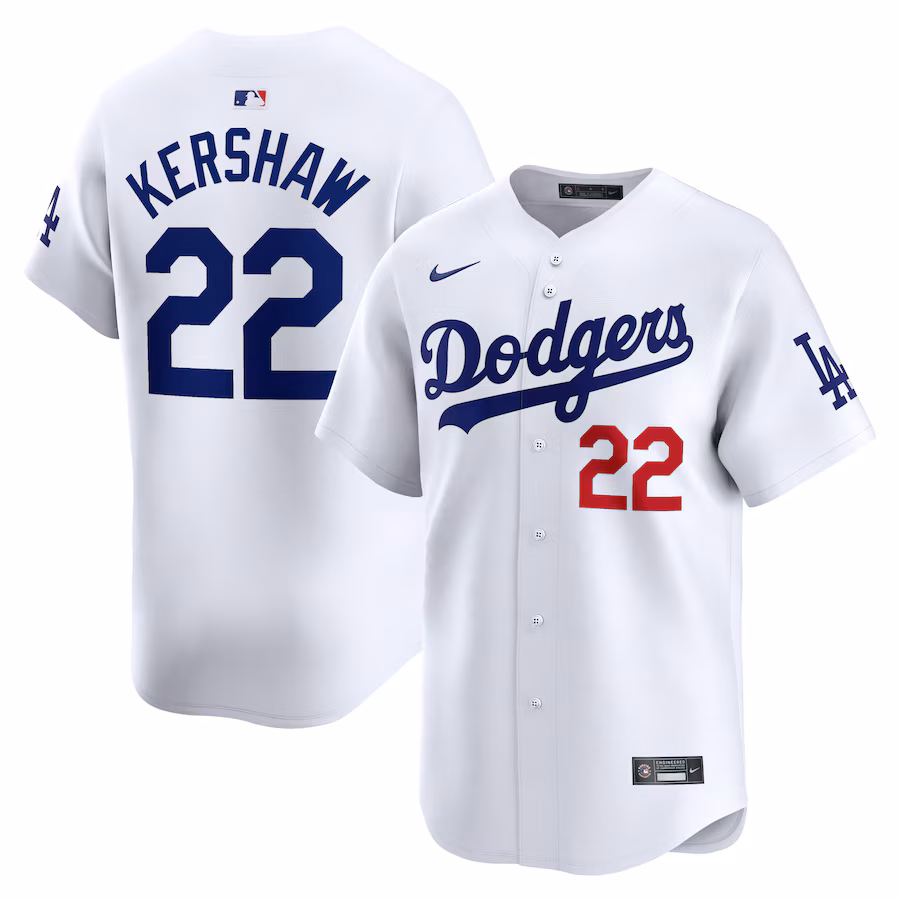 Men's Los Angeles Dodgers Clayton Kershaw Nike White Home Limited Player Jersey - Ujersey Shop