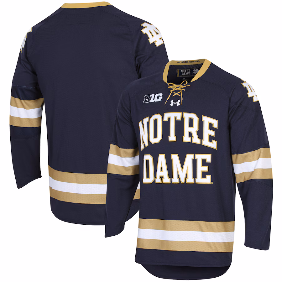 Men's Under Armour Navy Notre Dame Fighting Irish UA Replica Hockey Jersey - Ujersey Shop