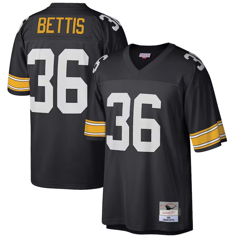 Men's Pittsburgh Steelers Jerome Bettis Mitchell & Ness Black Big & Tall 1996 Retired Player Replica Jersey - Ujersey Shop