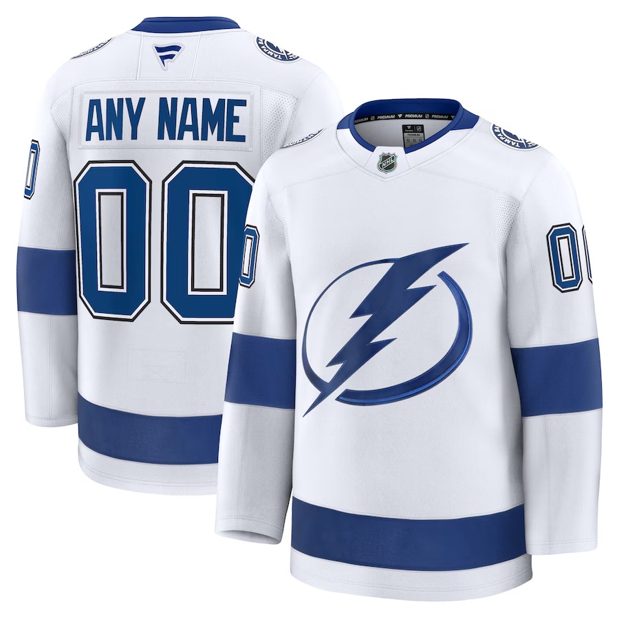 Men's Tampa Bay Lightning Fanatics White Away Premium Custom Jersey - Ujersey Shop