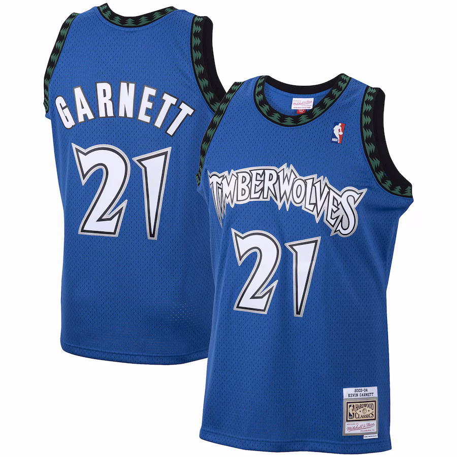 Men's Minnesota Timberwolves Kevin Garnett Mitchell & Ness Blue 2001/02 Hardwood Classics Swingman Jersey - Ujersey Shop