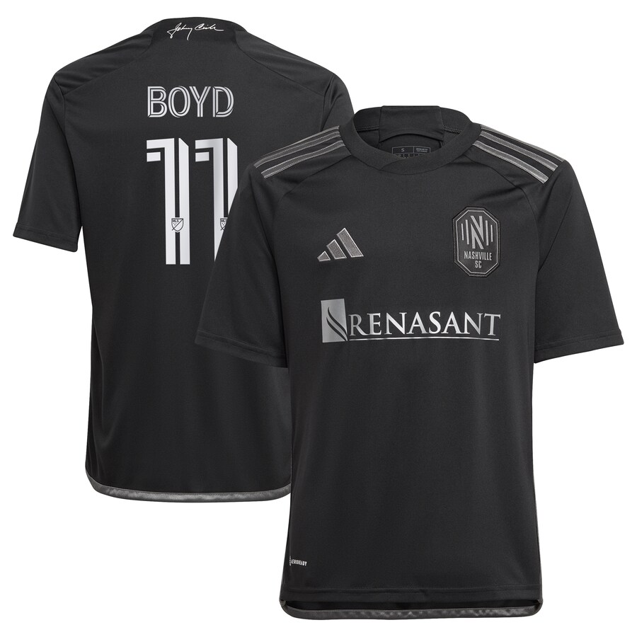Youth Nashville SC Tyler Boyd adidas Black 2024 Man In Black Kit Replica Player Jersey - Ujersey Shop