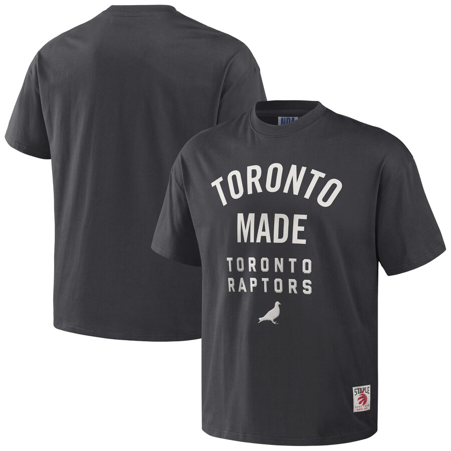 Men's Toronto Raptors NBA x Staple Anthracite Heavyweight Oversized T-Shirt - Ujersey Shop