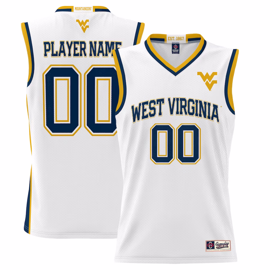 West Virginia Mountaineers GameDay Greats Unisex  Lightweight NIL Pick-A-Player Basketball Jersey - White - Ujersey Shop
