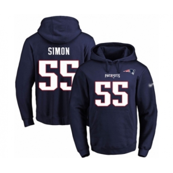 Football Men's New England Patriots #55 John Simon Navy Blue Name & Number Pullover Hoodie - Ujersey Shop