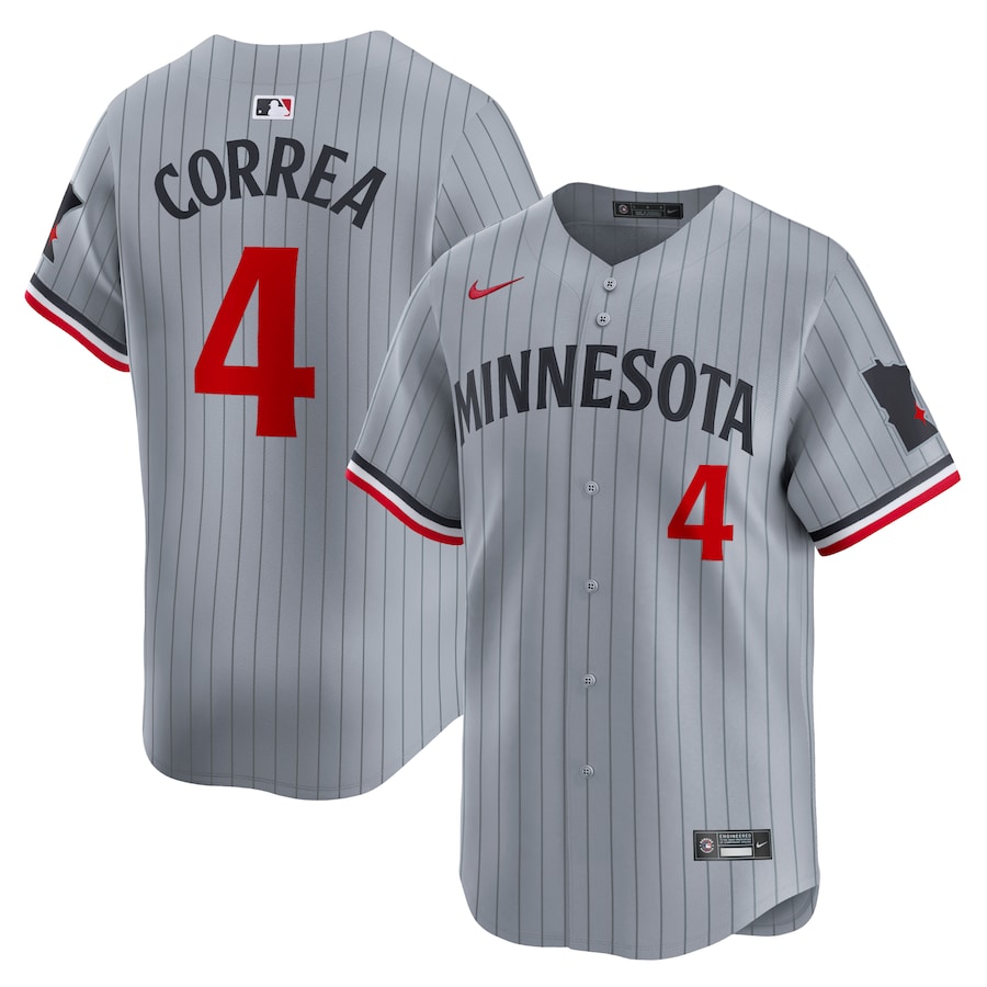 Men's Minnesota Twins Carlos Correa Nike Gray Road Limited Player Jersey - Ujersey Shop