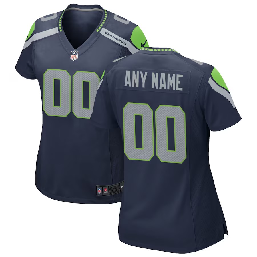 Women's Nike College Navy Seattle Seahawks Custom Game Jersey - Ujersey Shop