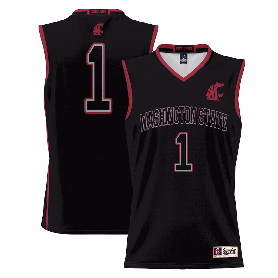 #1 Washington State Cougars GameDay Greats Youth Lightweight Basketball Jersey - Black - Ujersey Shop