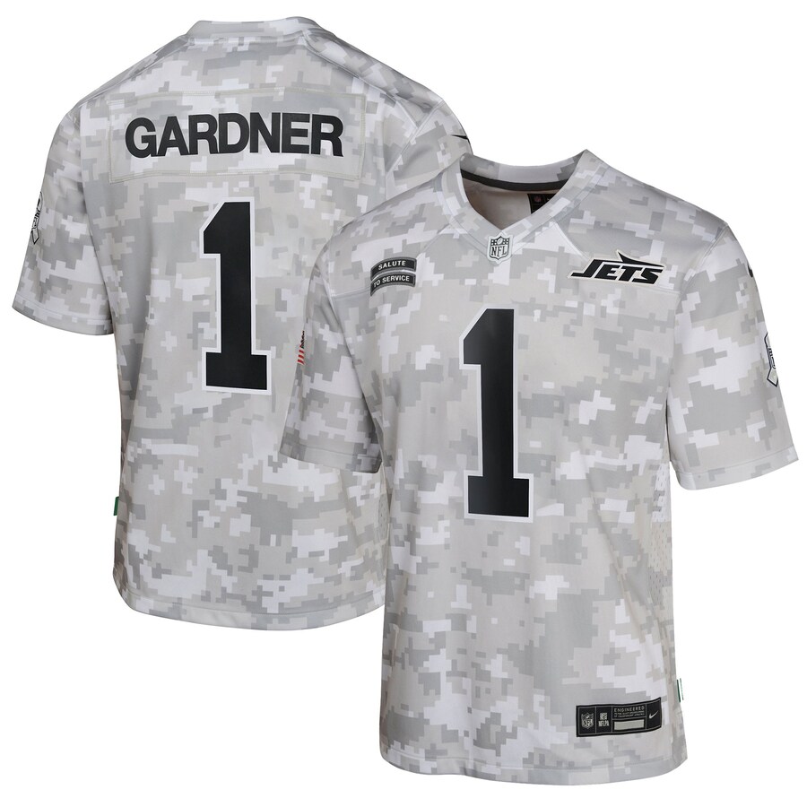 Youth New York Jets Sauce Gardner Nike Arctic Camo 2024 Salute to Service Game Jersey - Ujersey Shop
