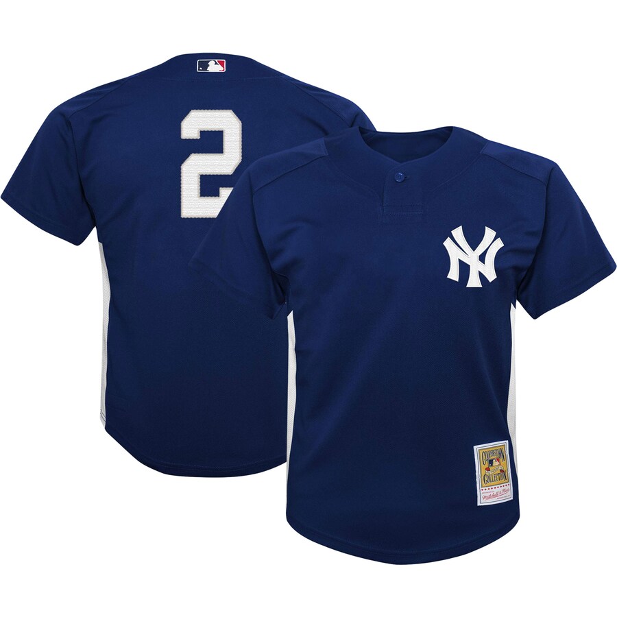 Youth New York Yankees Derek Jeter Mitchell & Ness Navy Team Cooperstown Collection Mesh Batting Practice Jersey - Ujersey Shop