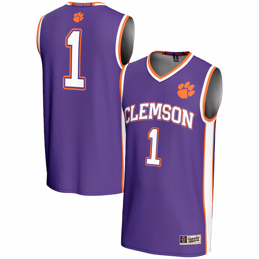 Men's GameDay Greats #1  Purple Clemson Tigers  Lightweight Basketball Jersey - Ujersey Shop
