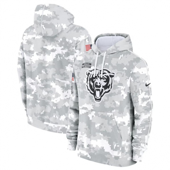 Men's Chicago Bears 2024 Arctic Camo Salute To Service Club Fleece Pullover Hoodie - Ujersey Shop