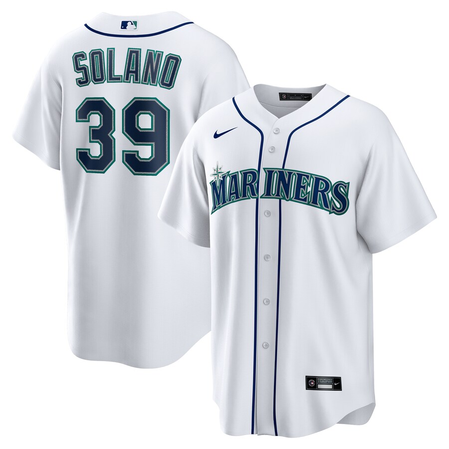 Men's Seattle Mariners Donovan Solano Nike White Home Replica Jersey - Ujersey Shop