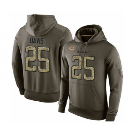 Football Men's Chicago Bears #25 Mike Davis Green Salute To Service Men's Pullover Hoodie - Ujersey Shop
