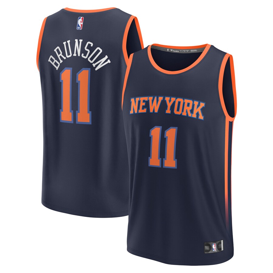 Youth New York Knicks Jalen Brunson Fanatics Navy Fast Break Replica Player Jersey - Statement Edition - Ujersey Shop