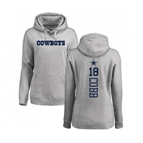 Football Women's Dallas Cowboys #18 Randall Cobb Ash Backer Pullover Hoodie - Ujersey Shop