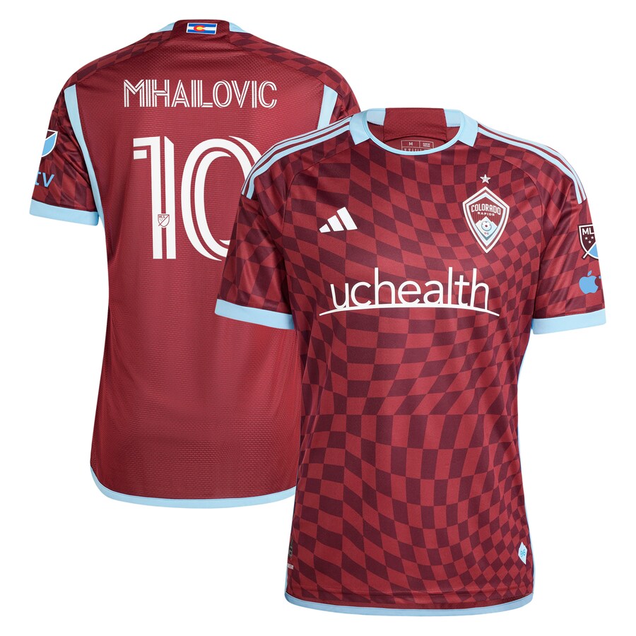 Men's Colorado Rapids Djordje Mihailovic adidas Burgundy 2024 One Flag Kit Authentic Player Jersey - Ujersey Shop