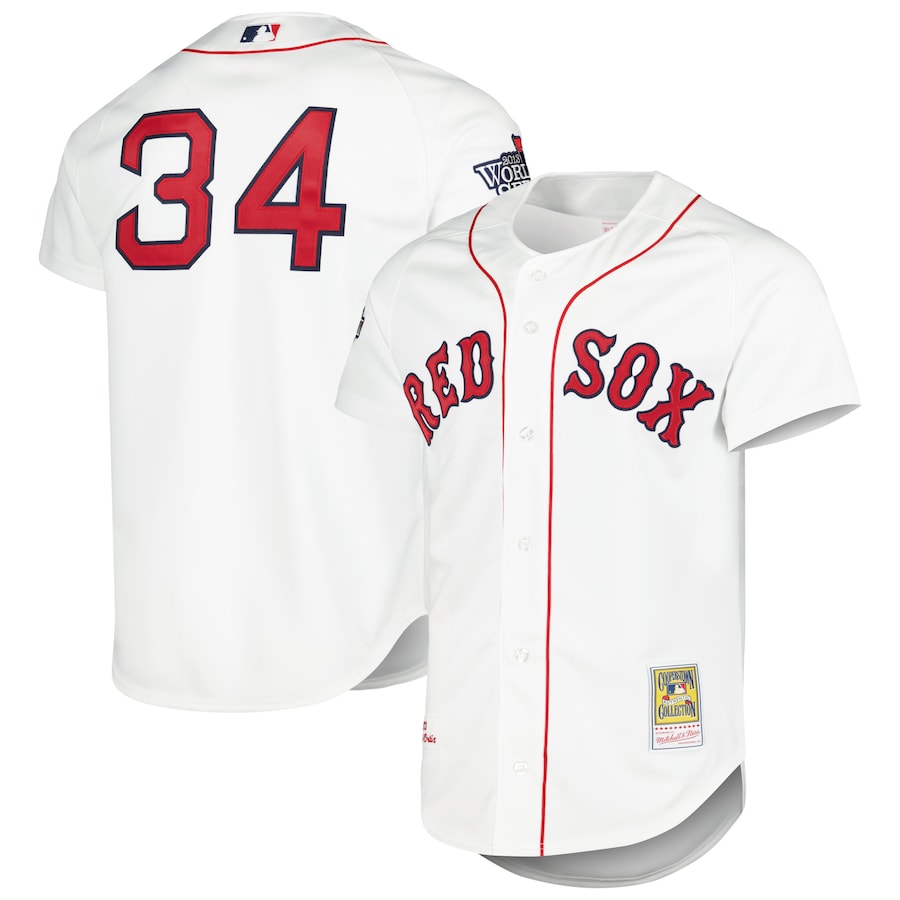 Men's Boston Red Sox David Ortiz Mitchell & Ness White Cooperstown Collection Authentic Jersey - Ujersey Shop