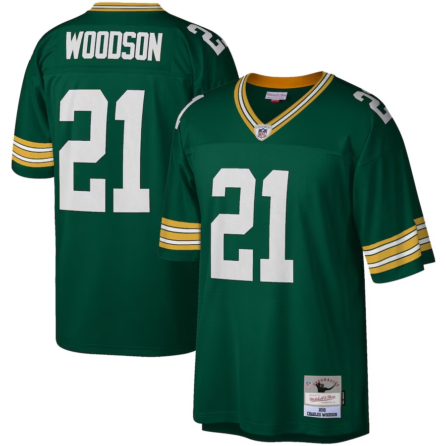 Men's Green Bay Packers Charles Woodson Mitchell & Ness Green Legacy Replica Jersey - Ujersey Shop