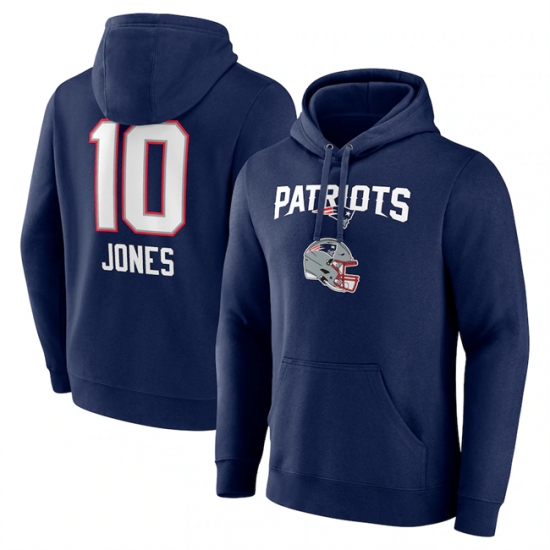 Men's New England Patriots #10 Mac Jones Navy Team Wordmark Player Name & Number Pullover Hoodie - Ujersey Shop