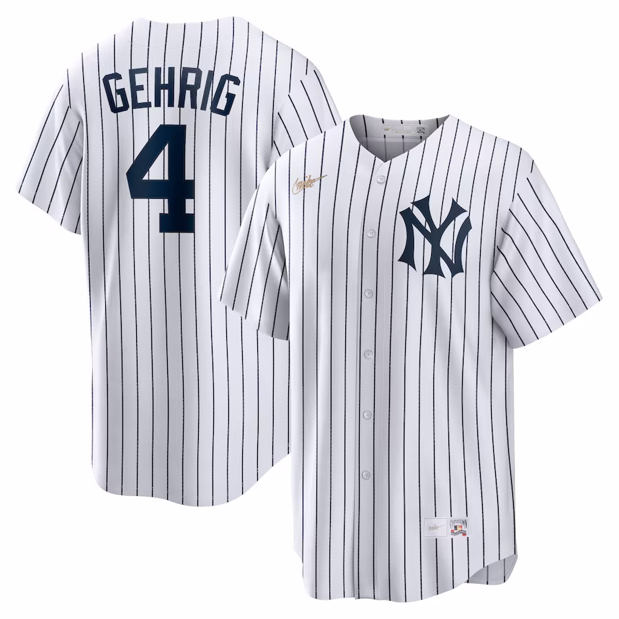 Men's New York Yankees Lou Gehrig Nike White Home Cooperstown Collection Player Jersey - Ujersey Shop