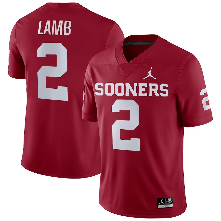 CeeDee Lamb Oklahoma Sooners Jordan Brand Player Game Jersey - Crimson - Ujersey Shop