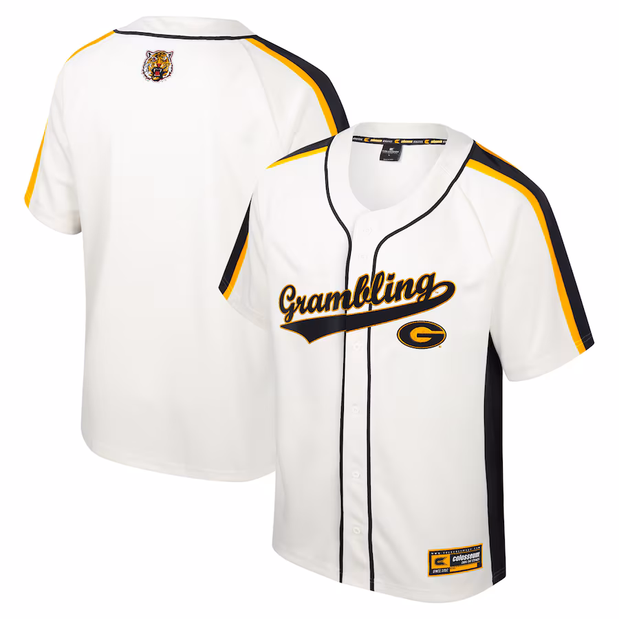 Grambling Tigers Colosseum Ruth Button-Up Baseball Jersey - Cream - Ujersey Shop