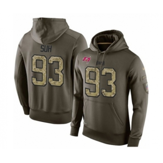 Football Men's Tampa Bay Buccaneers #93 Ndamukong Suh Green Salute To Service Pullover Hoodie - Ujersey Shop